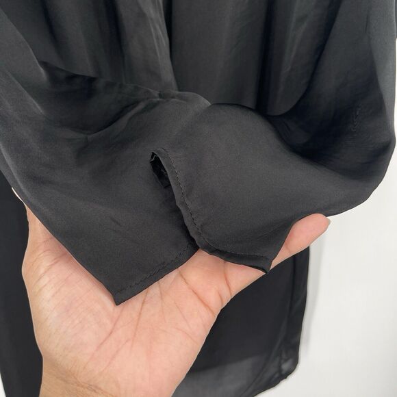 Naked Wardrobe Womens Dress Sz Small Black The Plunge Faux Wrap Long Sleeve Mini - Picture 4 of 12